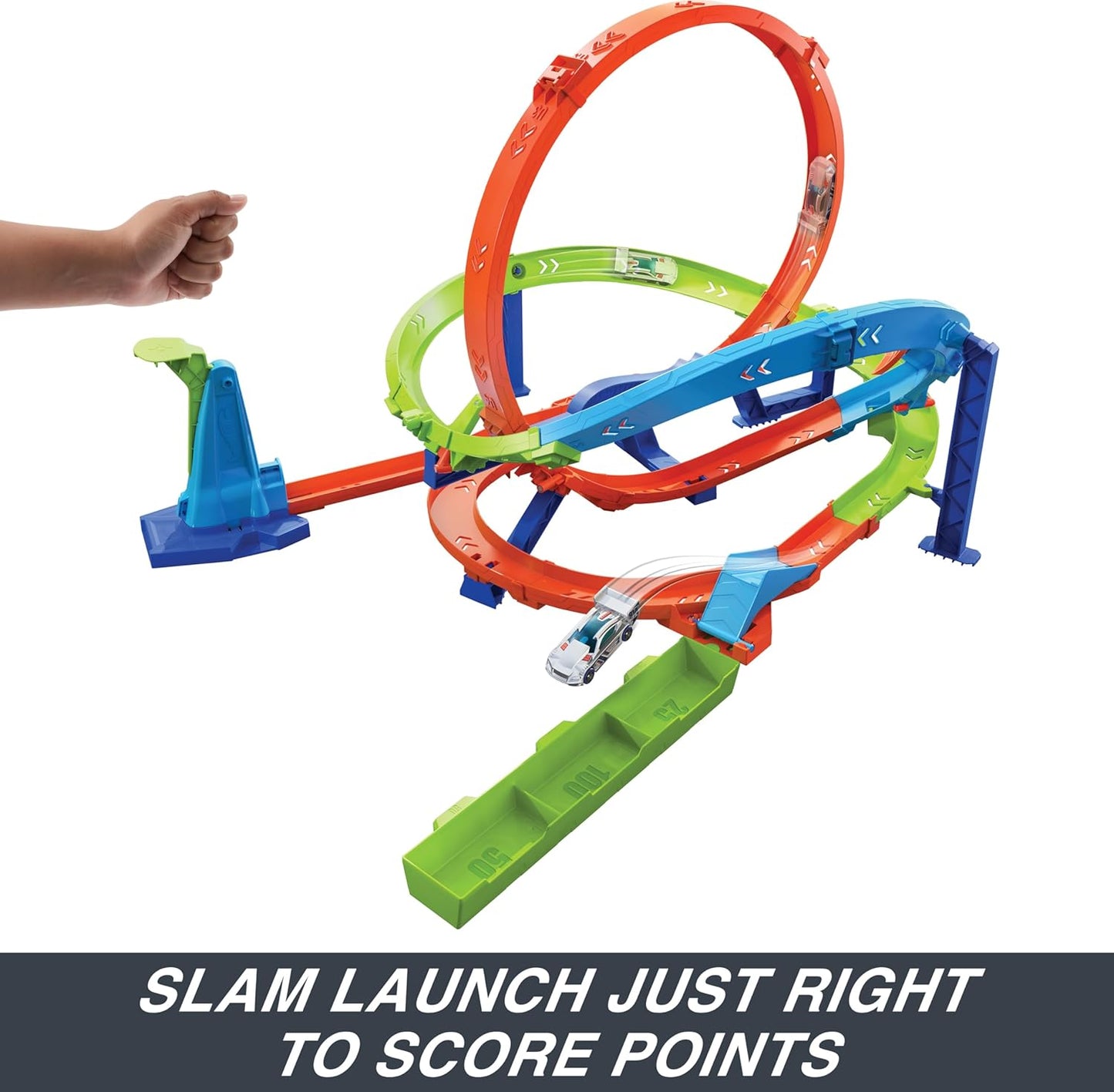 Hot Wheels Action Loop Cyclone Challenge Track Set With 1:64 Scale Toy Car