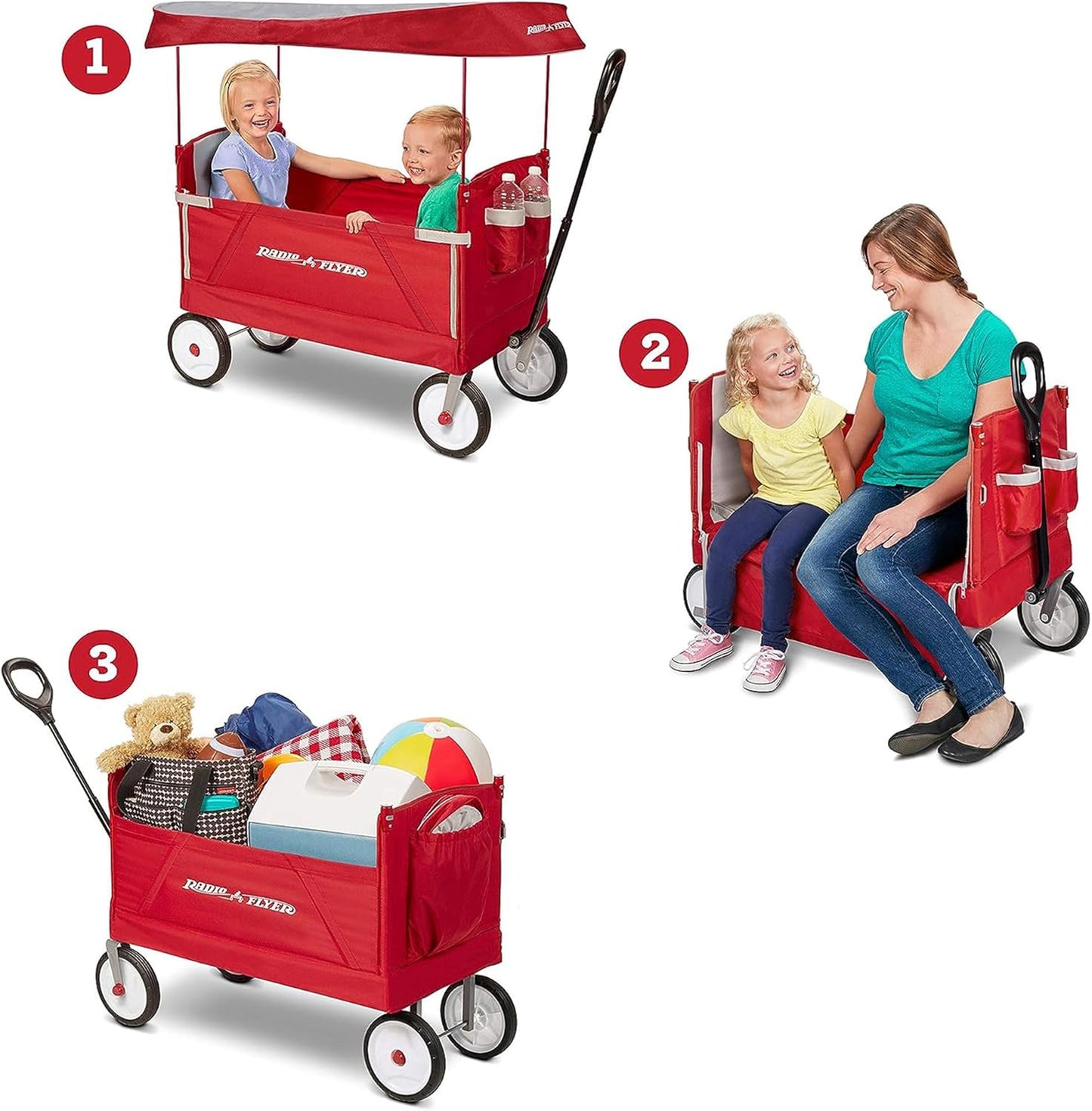 Radio Flyer 3 in 1 EZ Fold Wagon with Canopy