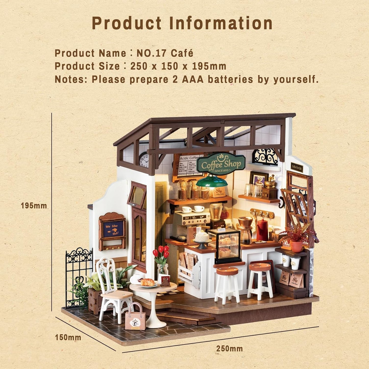 Rolife Dollhouses Café Miniature Wooden Doll House