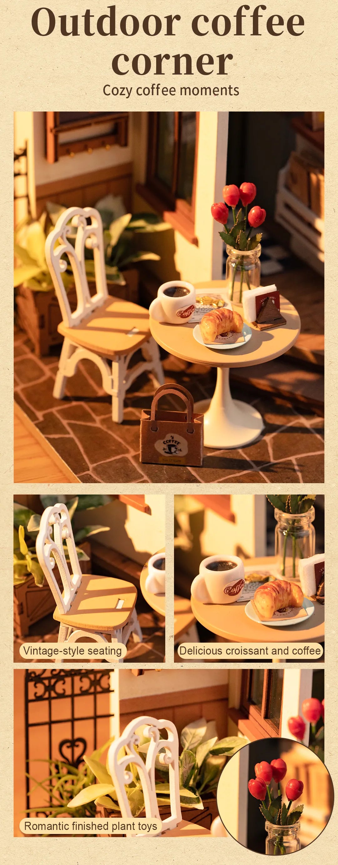 Rolife Dollhouses Café Miniature Wooden Doll House