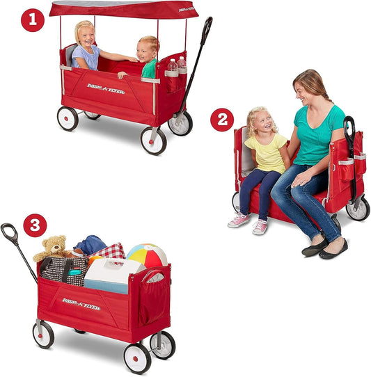 Radio Flyer 3 in 1 EZ Fold Wagon with Canopy