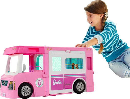 Barbie Camper Playset, Doll Playset With 50 Accessories, Truck, Boat And House, 3-In-1 Dream Camper