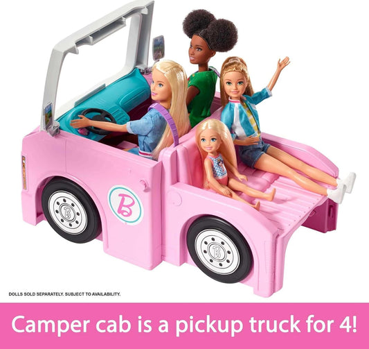 Barbie Camper Playset, Doll Playset With 50 Accessories, Truck, Boat And House, 3-In-1 Dream Camper