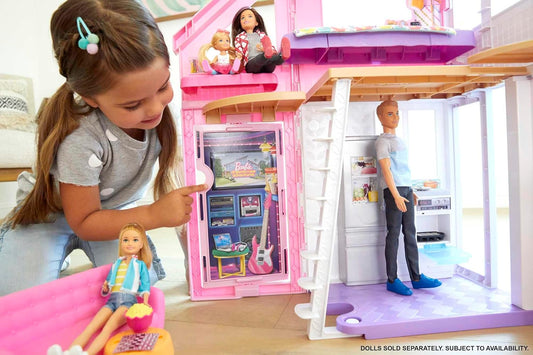 Barbie Malibu House Dollhouse Playset With 25+ Furniture And Accessories (6 Rooms)