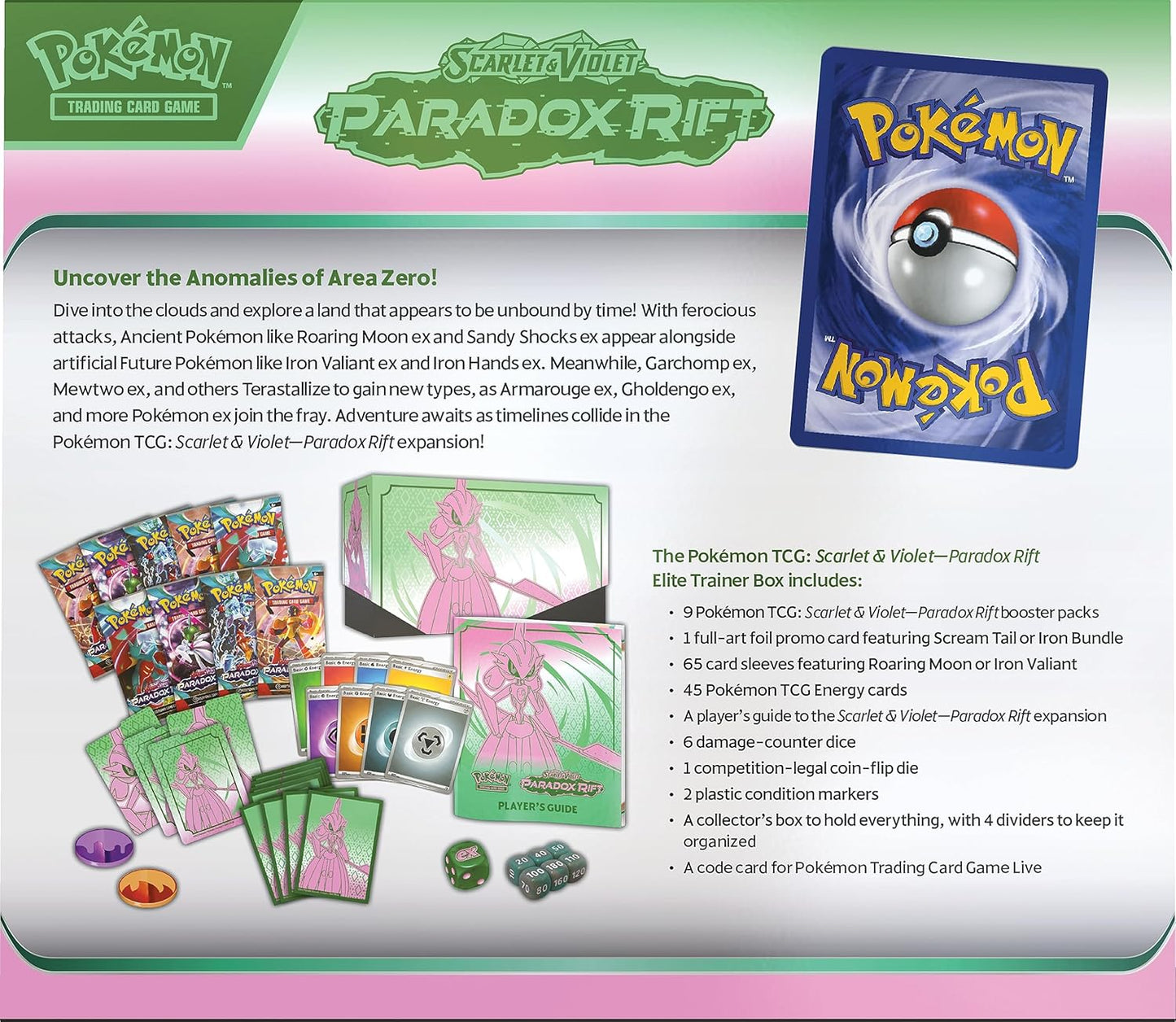 Pokémon TCG: Scarlet & Violet Paradox Rift Elite Trainer Box - Iron Valiant (9 Booster Packs)
