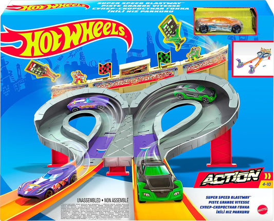 Hot Wheels Super Speed Blastway Track Set, Toy For Kids 4 To 10 Years Old