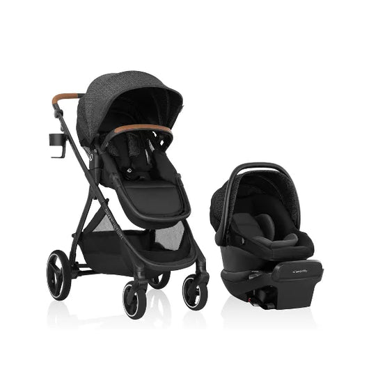 Evenflo Shyft Travel System with Revolve180 LiteMax NXT Rotational Infant Car Seat | Black Shale