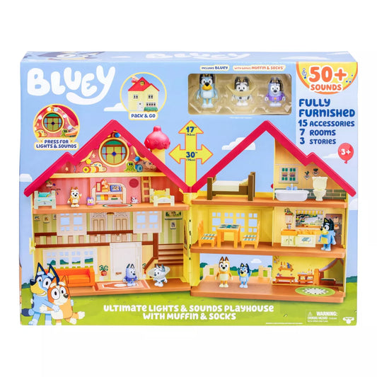 Bluey Ultimate Lights & Sounds Playhouse with Muffin & Socks Playset