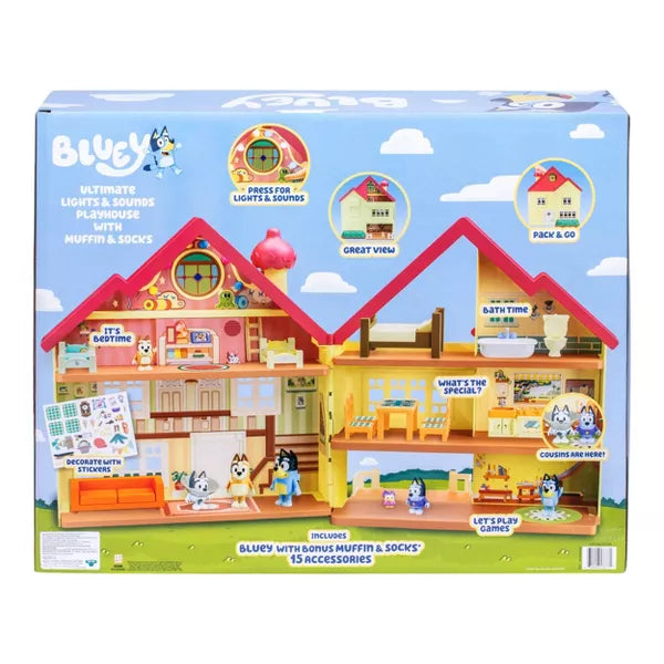 Bluey Ultimate Lights & Sounds Playhouse with Muffin & Socks Playset