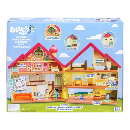 Bluey Ultimate Lights & Sounds Playhouse with Muffin & Socks Playset
