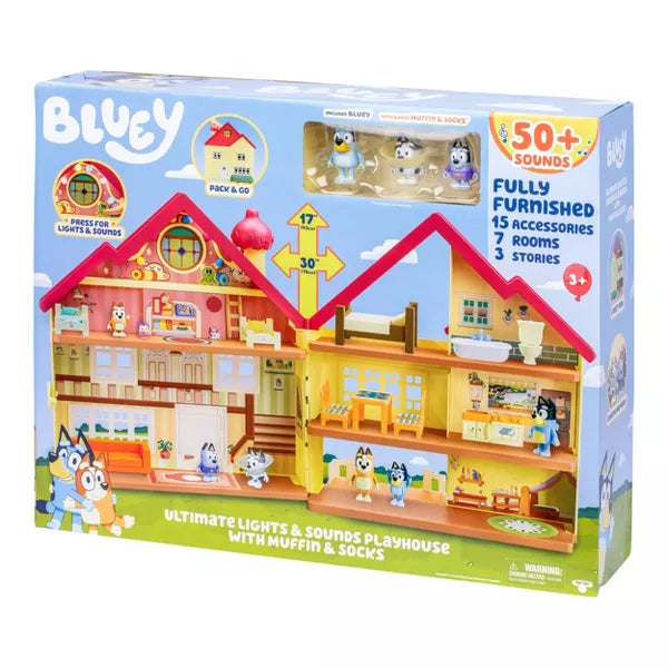 Bluey Ultimate Lights & Sounds Playhouse with Muffin & Socks Playset